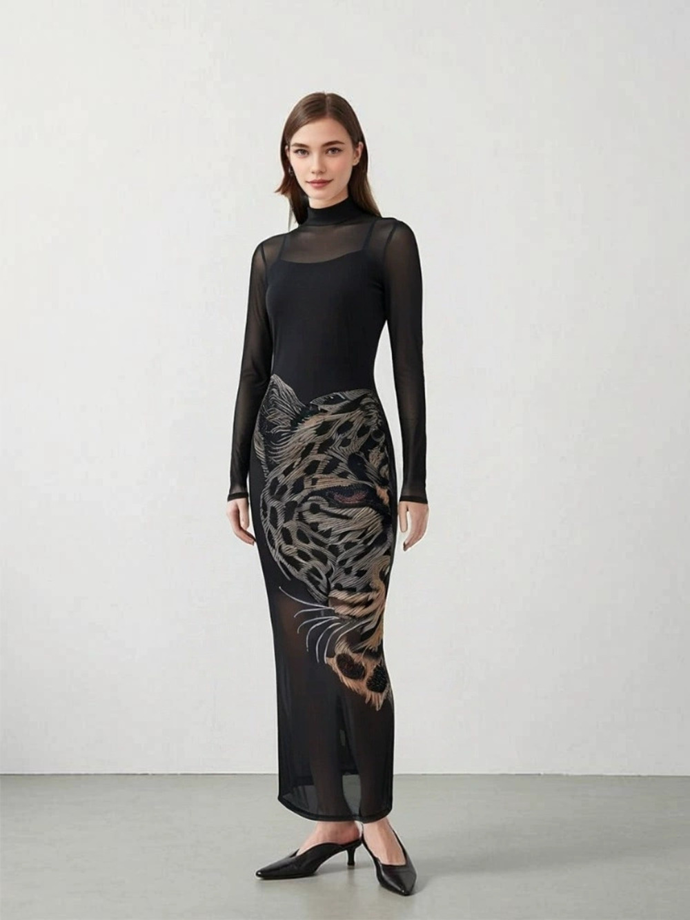 ZARA Sexy Printed High Waist Bodycon Long Dress Summer Slim Elegant Womens